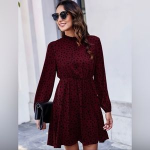 Elegant Long Sleeve Red and Black Dress from SHEIN – Only Worn Once!